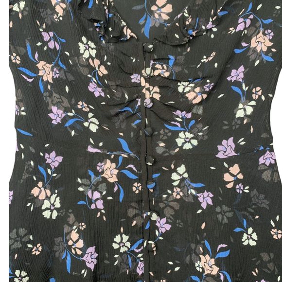 Veronica Beard Ayia Silk Chiffon Blouse Black Floral 0 Feminine Top - Picture 8 of 10